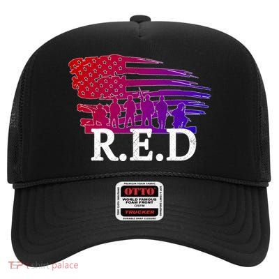 Red Friday Troopers Flag High Crown Mesh Back Trucker Hat
