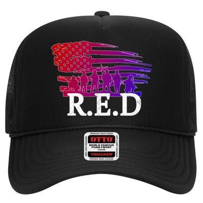 Red Friday Troopers Flag High Crown Mesh Back Trucker Hat