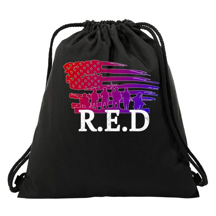 Red Friday Troopers Flag Drawstring Bag