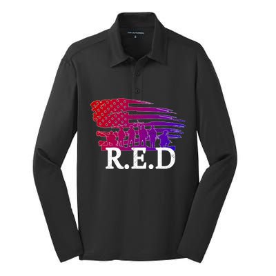 Red Friday Troopers Flag Silk Touch Performance Long Sleeve Polo