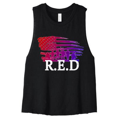 Red Friday Troopers Flag Women's Racerback Cropped Tank