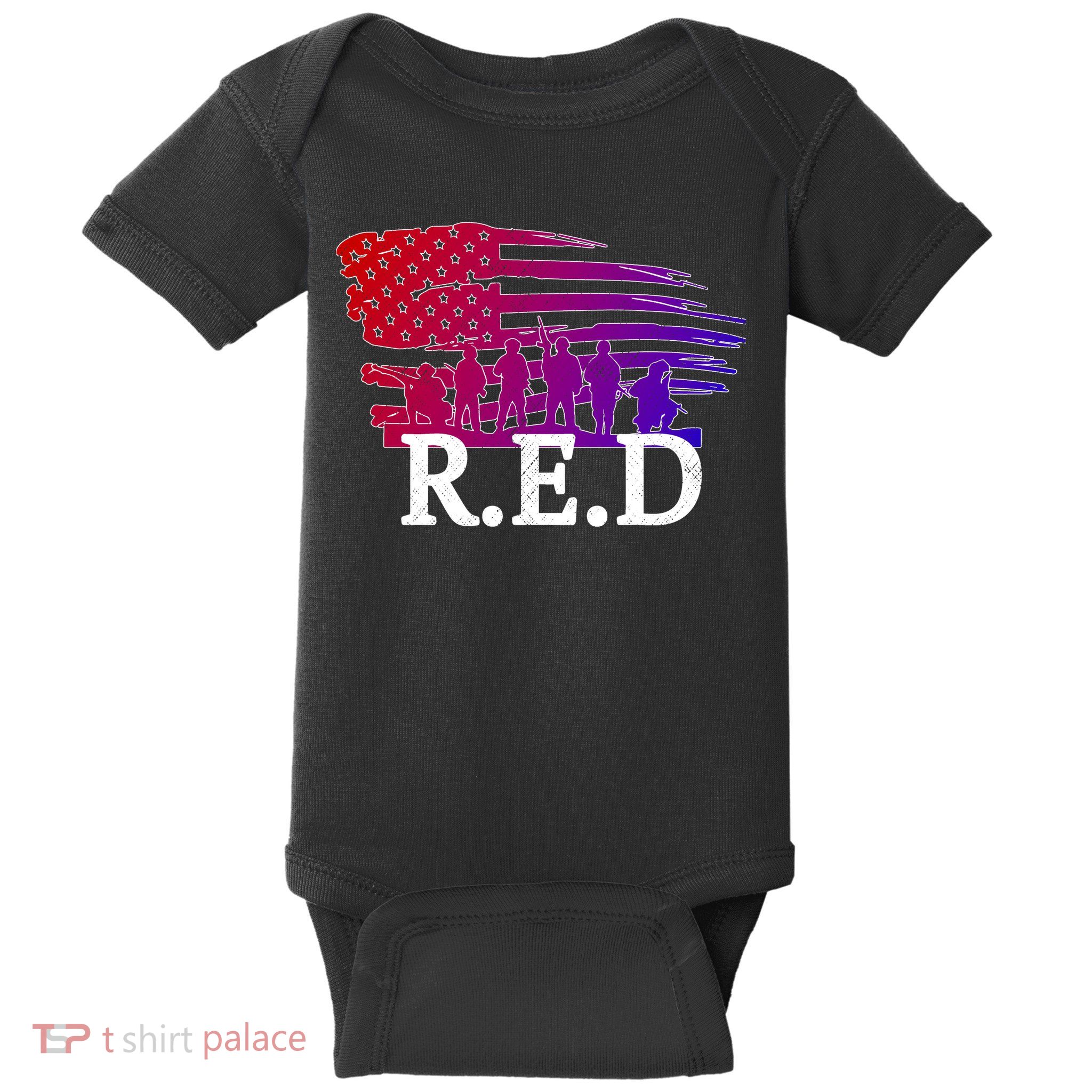 Red Friday Troopers Flag Baby Bodysuit