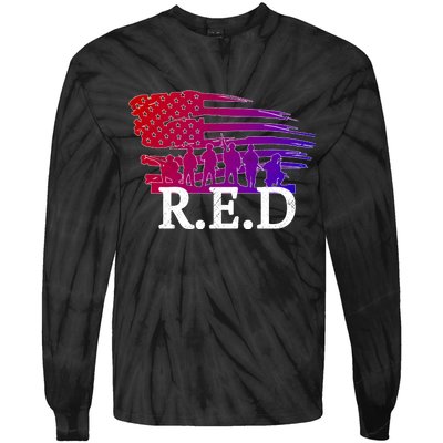 Red Friday Troopers Flag Tie-Dye Long Sleeve Shirt