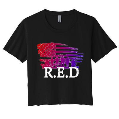 Red Friday Troopers Flag Women's Crop Top Tee