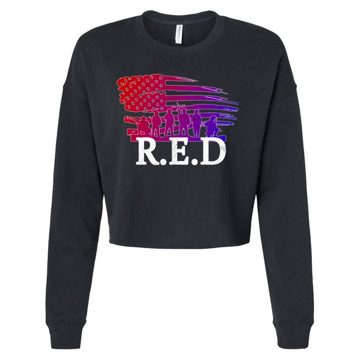 Red Friday Troopers Flag Cropped Pullover Crew