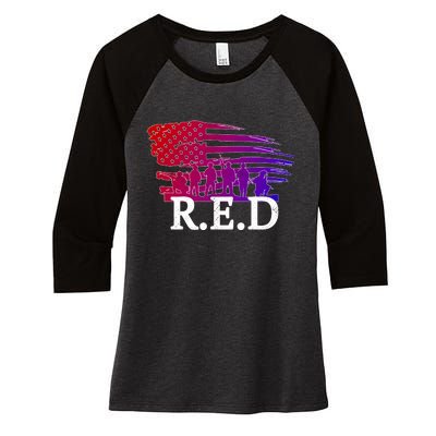 Red Friday Troopers Flag Women's Tri-Blend 3/4-Sleeve Raglan Shirt