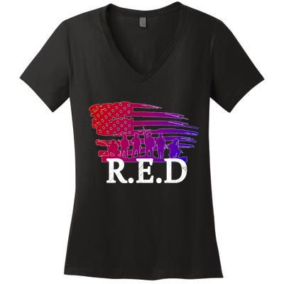 Red Friday Troopers Flag Women's V-Neck T-Shirt