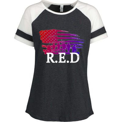 Red Friday Troopers Flag Enza Ladies Jersey Colorblock Tee