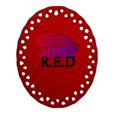 Red Friday Troopers Flag Ceramic Oval Ornament