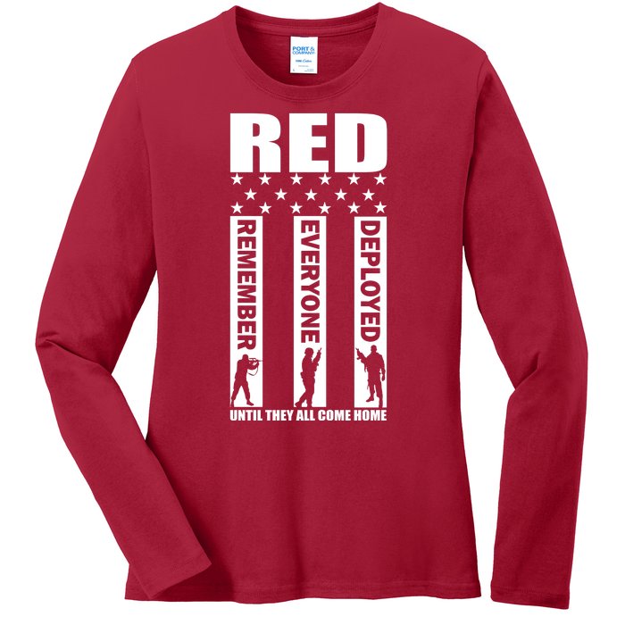 Red Friday Until They All Come Home Ladies Long Sleeve Shirt