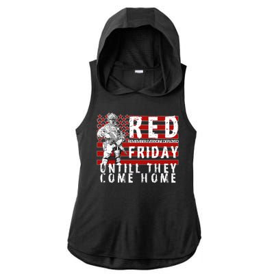 Red Friday Until They All Come Home Support Our Veterans Ladies PosiCharge Tri-Blend Wicking Draft Hoodie Tank