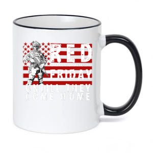 Red Friday Until They All Come Home Support Our Veterans 11oz Black Color Changing Mug