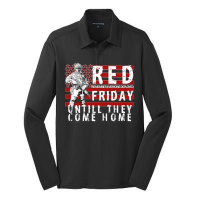 Red Friday Until They All Come Home Support Our Veterans Silk Touch Performance Long Sleeve Polo