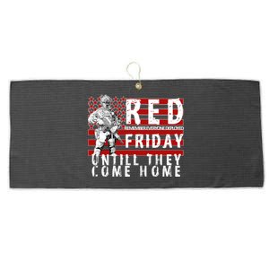 Red Friday Until They All Come Home Support Our Veterans Large Microfiber Waffle Golf Towel