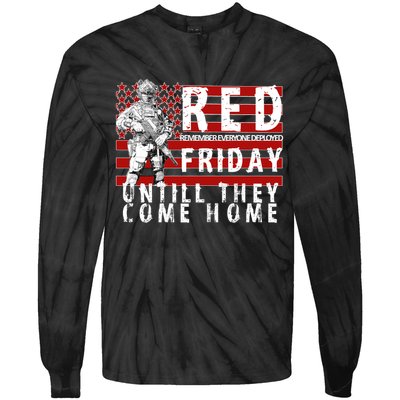 Red Friday Until They All Come Home Support Our Veterans Tie-Dye Long Sleeve Shirt