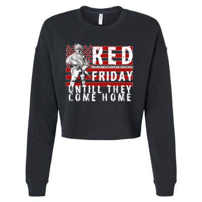 Red Friday Until They All Come Home Support Our Veterans Cropped Pullover Crew