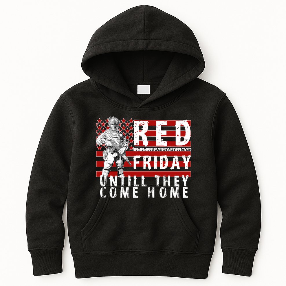 Red Friday Until They All Come Home Support Our Veterans Kids Hoodie