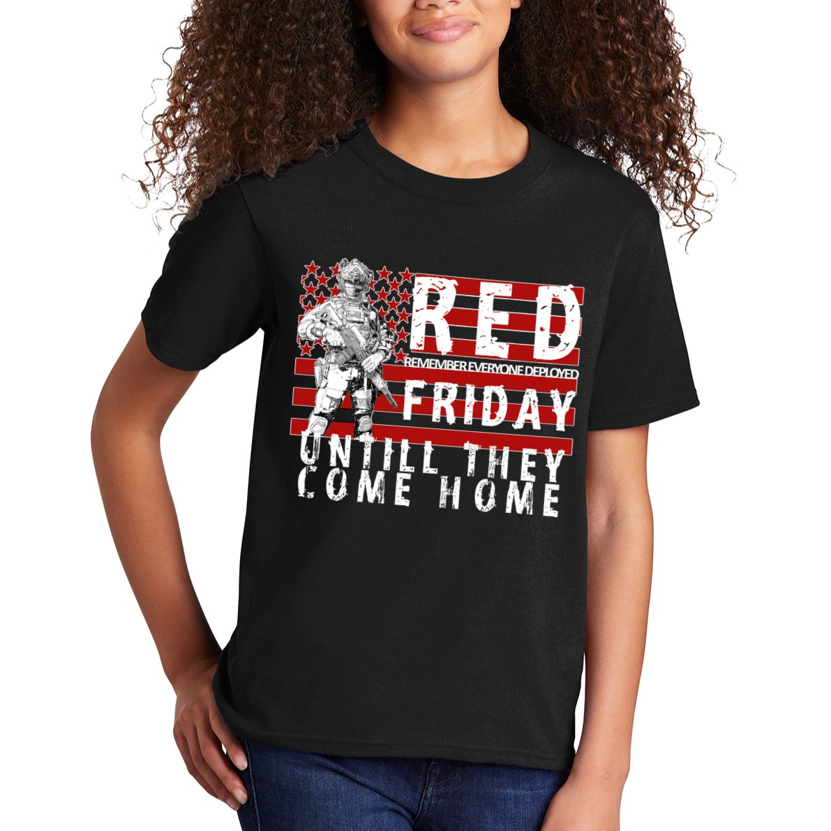 Red Friday Until They All Come Home Support Our Veterans Kids T-Shirt