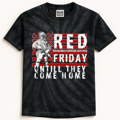 Red Friday Until They All Come Home Support Our Veterans Kids Tie-Dye T-Shirt