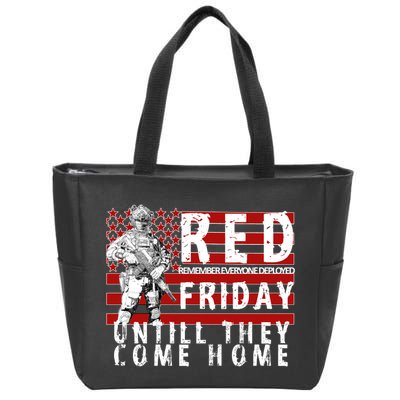 Red Friday Until They All Come Home Support Our Veterans Zip Tote Bag