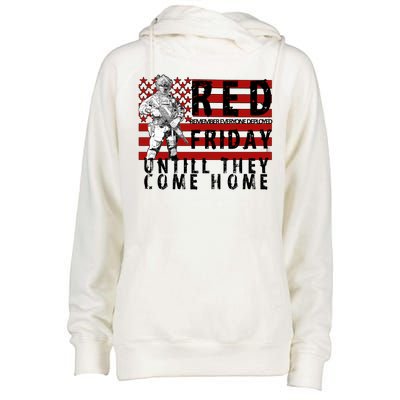 Red Friday Until They All Come Home Support Our Veterans Womens Funnel Neck Pullover Hood