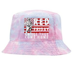 Red Friday Until They All Come Home Support Our Veterans Tie-Dyed Bucket Hat