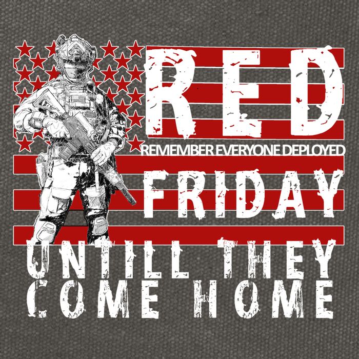 Red Friday Until They All Come Home Support Our Veterans Cotton Canvas Backpack