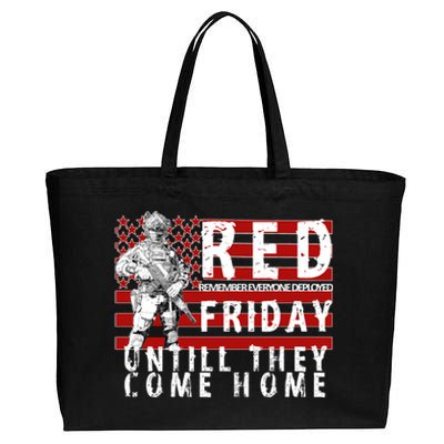 Red Friday Until They All Come Home Support Our Veterans Cotton Canvas Jumbo Tote