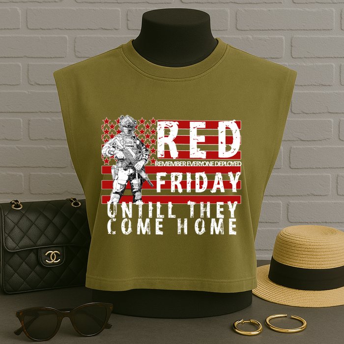 Red Friday Until They All Come Home Support Our Veterans Garment-Dyed Women's Muscle Tee