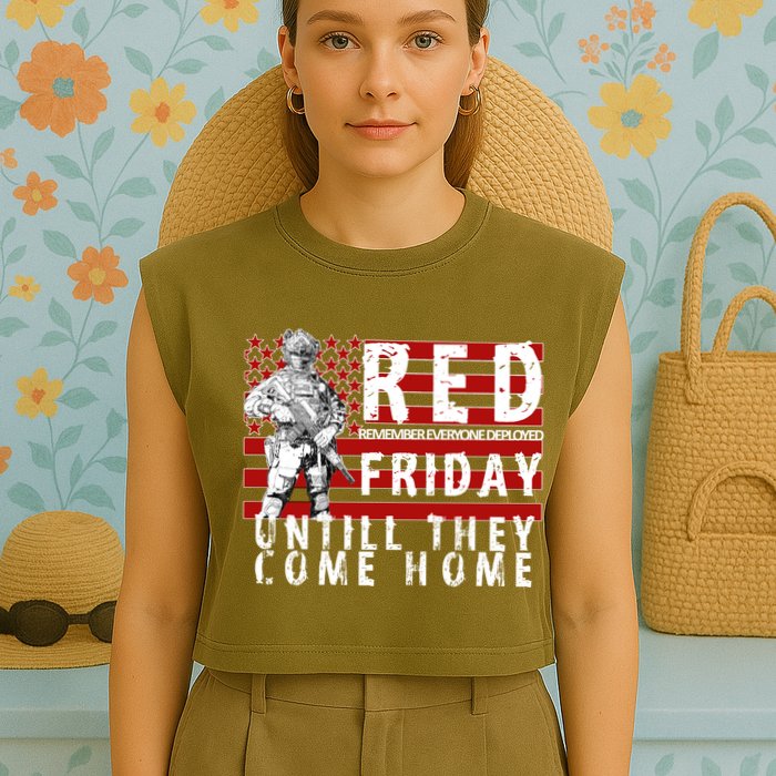 Red Friday Until They All Come Home Support Our Veterans Garment-Dyed Women's Muscle Tee