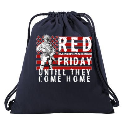 Red Friday Until They All Come Home Support Our Veterans Drawstring Bag