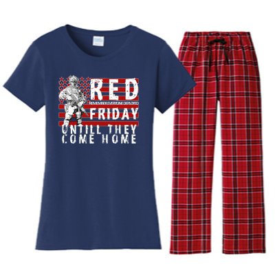 Red Friday Until They All Come Home Support Our Veterans Women's Flannel Pajama Set