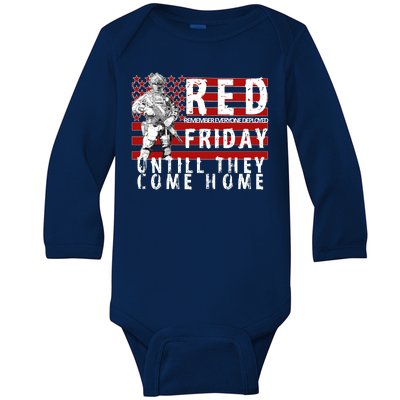 Red Friday Until They All Come Home Support Our Veterans Baby Long Sleeve Bodysuit