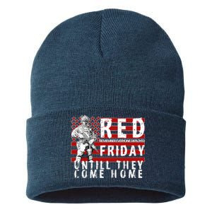 Red Friday Until They All Come Home Support Our Veterans Sustainable Knit Beanie