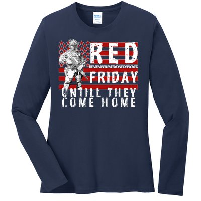 Red Friday Until They All Come Home Support Our Veterans Ladies Long Sleeve Shirt