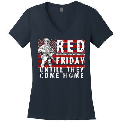 Red Friday Until They All Come Home Support Our Veterans Women's V-Neck T-Shirt