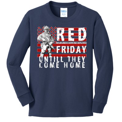 Red Friday Until They All Come Home Support Our Veterans Kids Long Sleeve Shirt