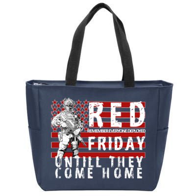 Red Friday Until They All Come Home Support Our Veterans Zip Tote Bag