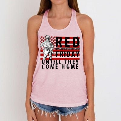 Red Friday Until They All Come Home Support Our Veterans Women's Knotted Racerback Tank