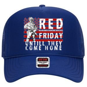 Red Friday Until They All Come Home Support Our Veterans High Crown Mesh Back Trucker Hat