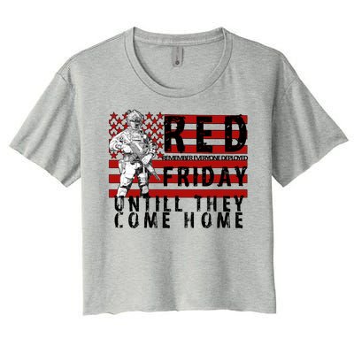 Red Friday Until They All Come Home Support Our Veterans Women's Crop Top Tee