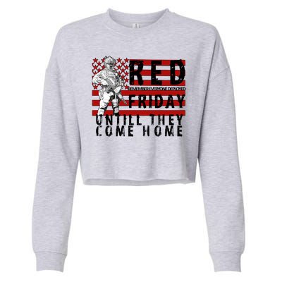 Red Friday Until They All Come Home Support Our Veterans Cropped Pullover Crew