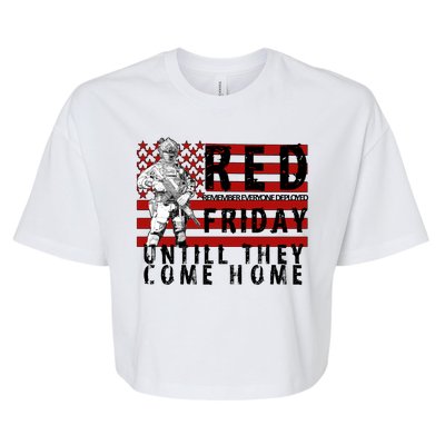 Red Friday Until They All Come Home Support Our Veterans Bella+Canvas Jersey Crop Tee