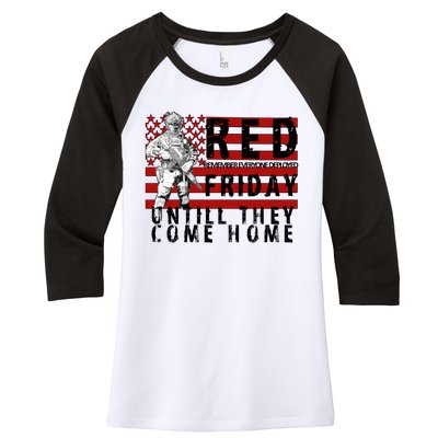 Red Friday Until They All Come Home Support Our Veterans Women's Tri-Blend 3/4-Sleeve Raglan Shirt