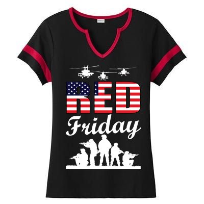 Red Friday Veterans Tribute Ladies Halftime Notch Neck Tee