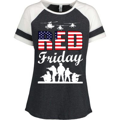 Red Friday Veterans Tribute Enza Ladies Jersey Colorblock Tee