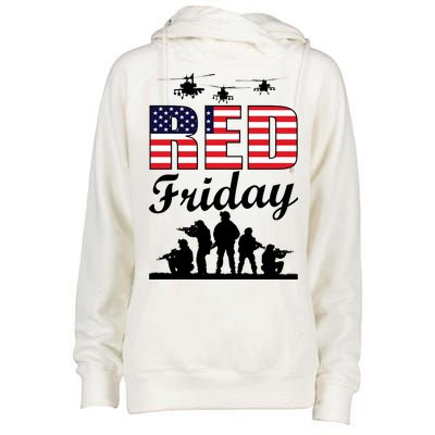 Red Friday Veterans Tribute Womens Funnel Neck Pullover Hood