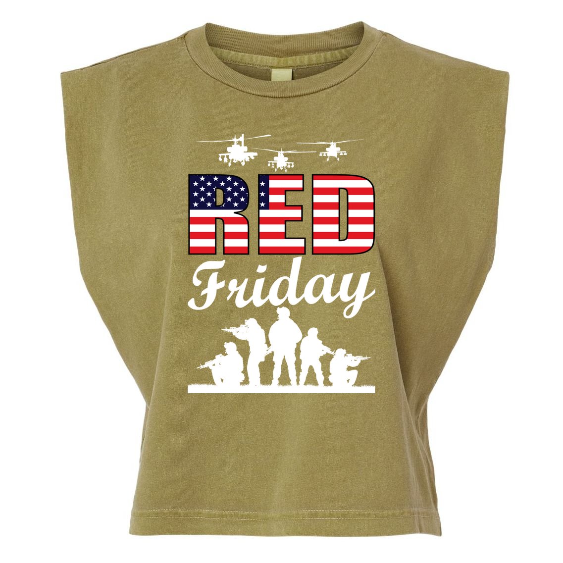 Red Friday Veterans Tribute Garment-Dyed Women's Muscle Tee