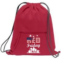 Red Friday Veterans Tribute Sweatshirt Cinch Pack Bag