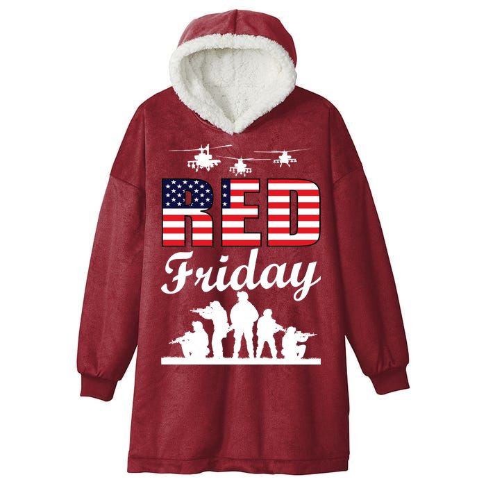 Red Friday Veterans Tribute Hooded Wearable Blanket